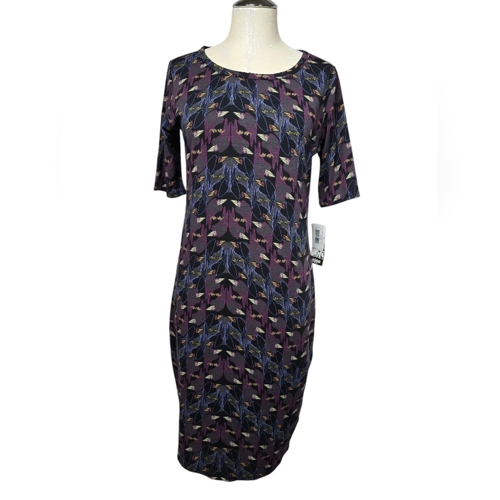 NWT LuLaRoe Disney Maleficent Diablo Black Raven Juila Short Sleeve Dress M
